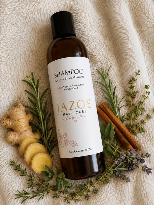 Shampoo vegano JAZOE Hair Care con jengibre, romero y canela - 8 oz